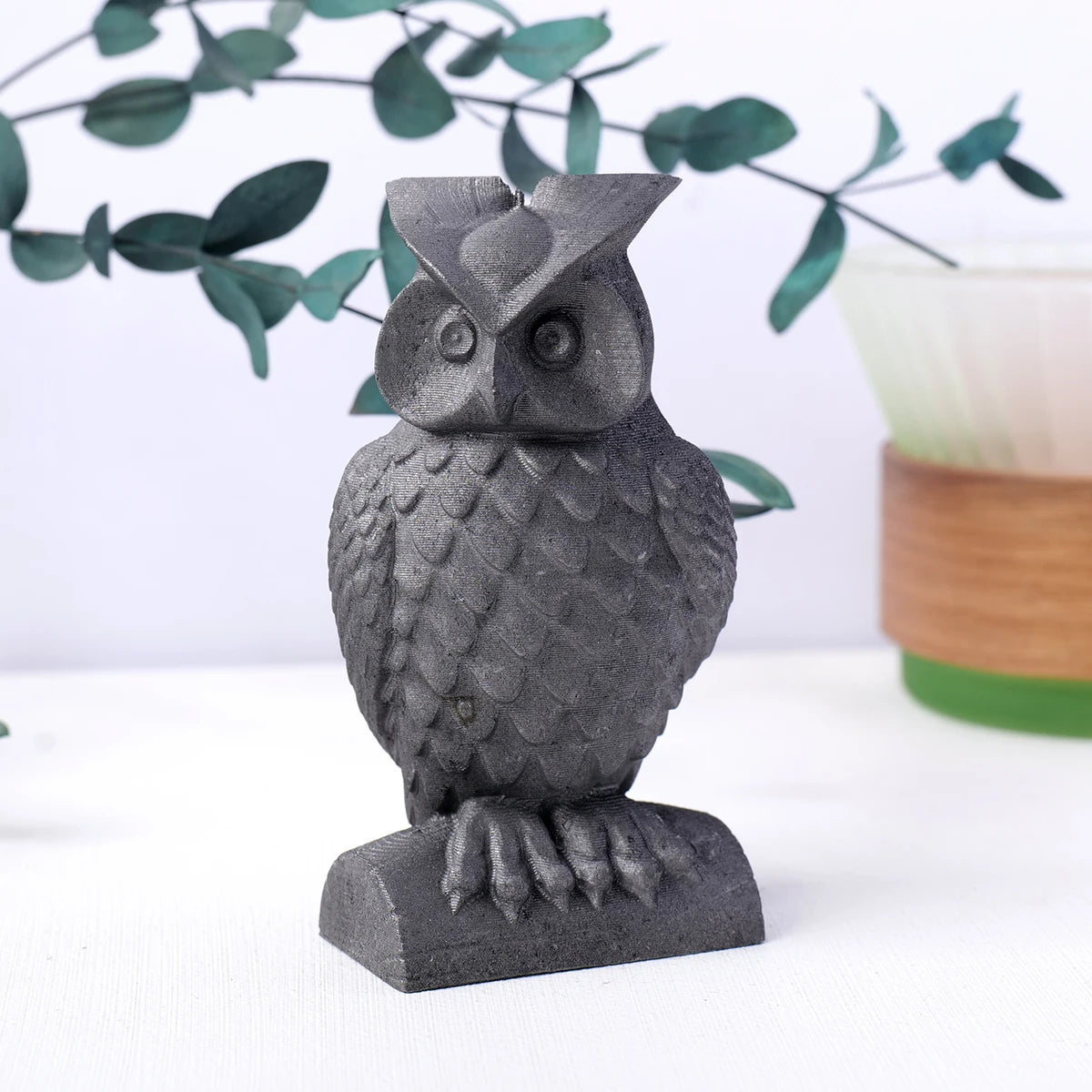 Black stone owl ornament for protection