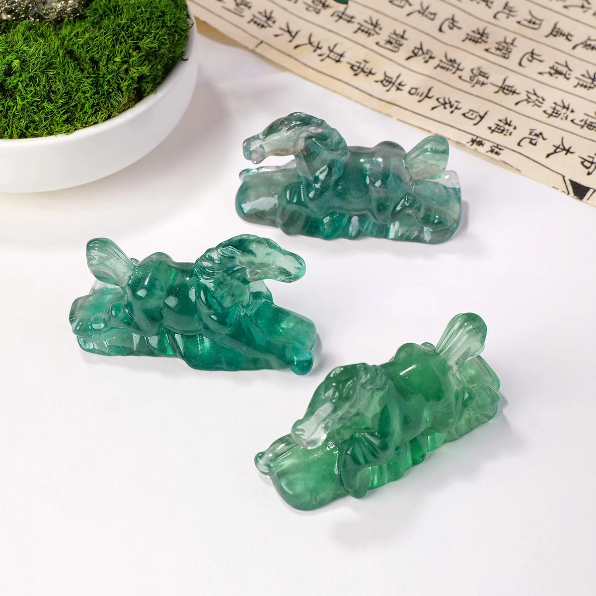 Carved crystal horse statue