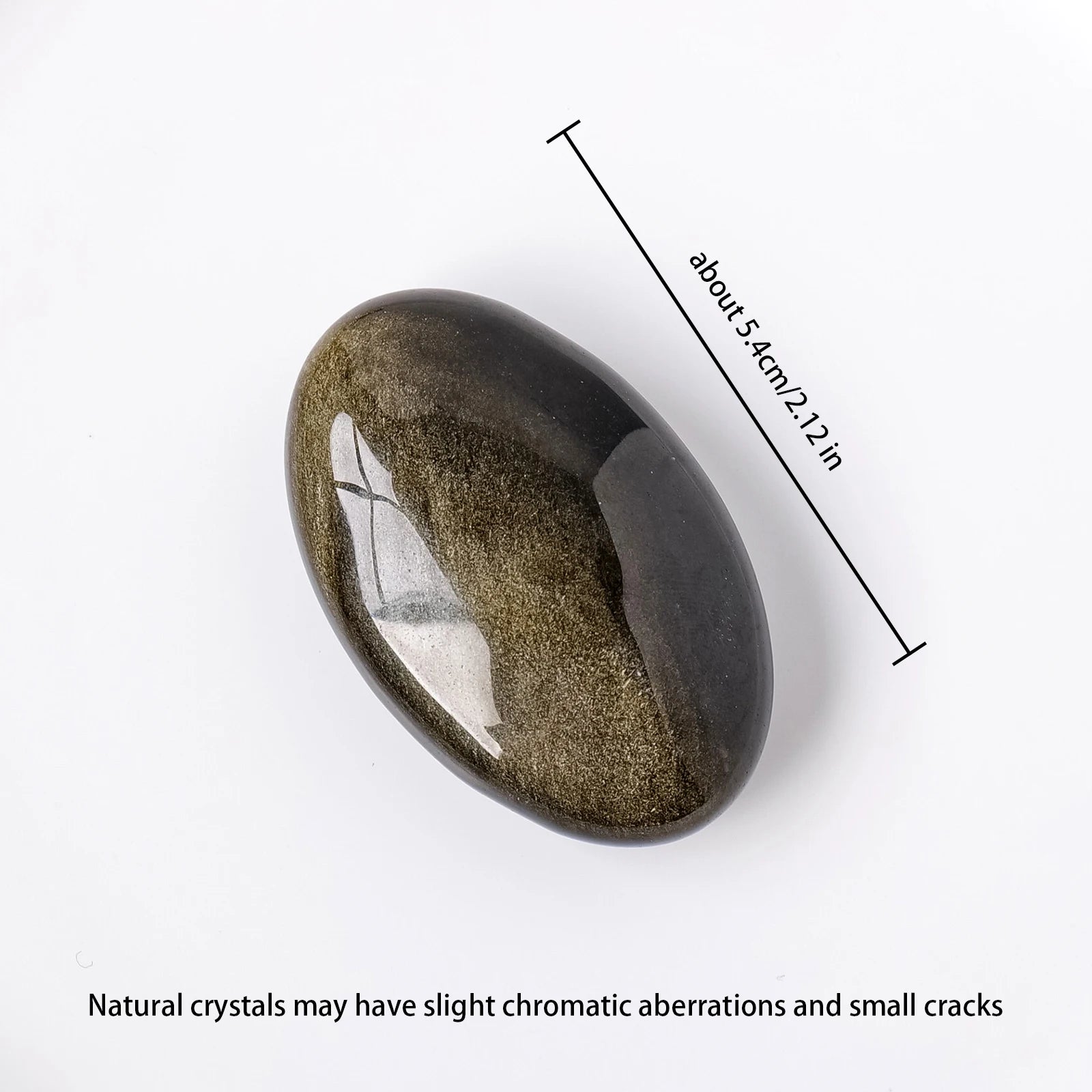 Golden Obsidian Palm Stone for size view