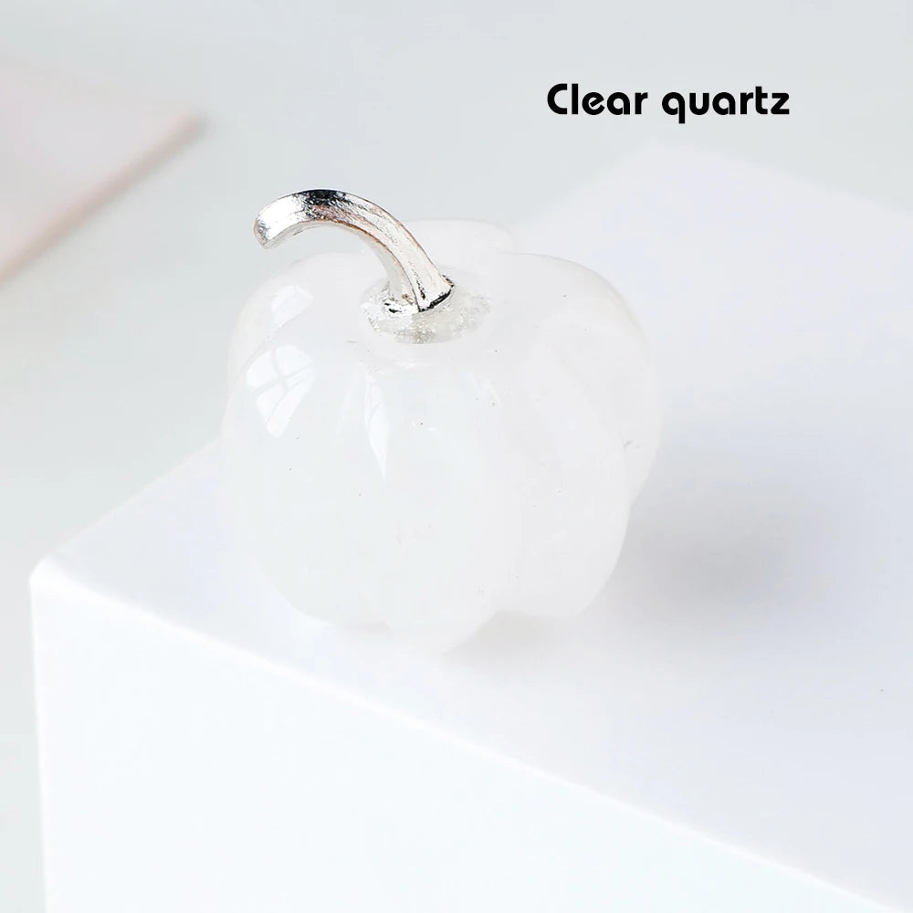 Pumpkin crystal ornament with yellow jade and white agate