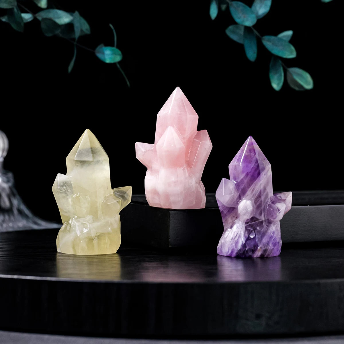 Natural crystal cluster home decor