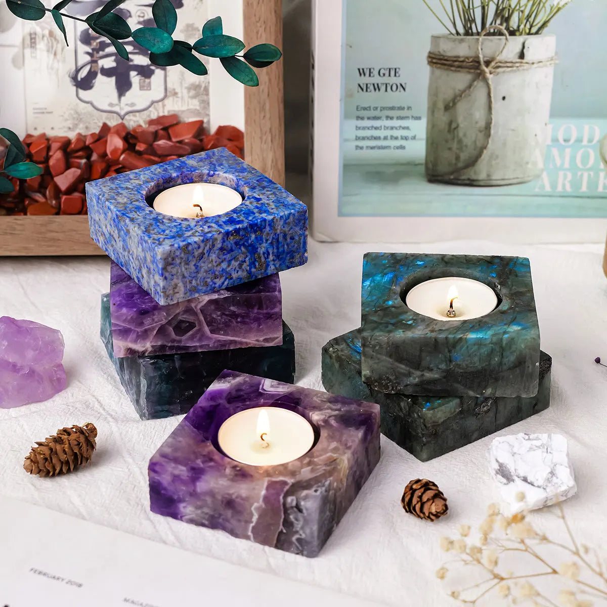 Hand-Carved Crystal Candle Holder