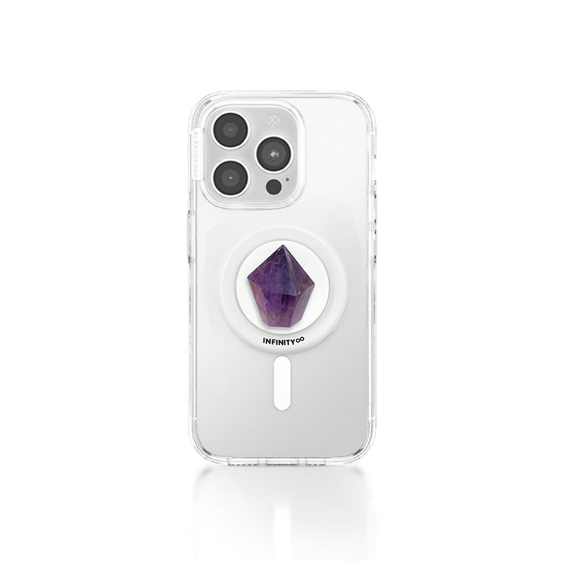 Purple crystal magnetic grip for iPhone – amethyst energy enhancer