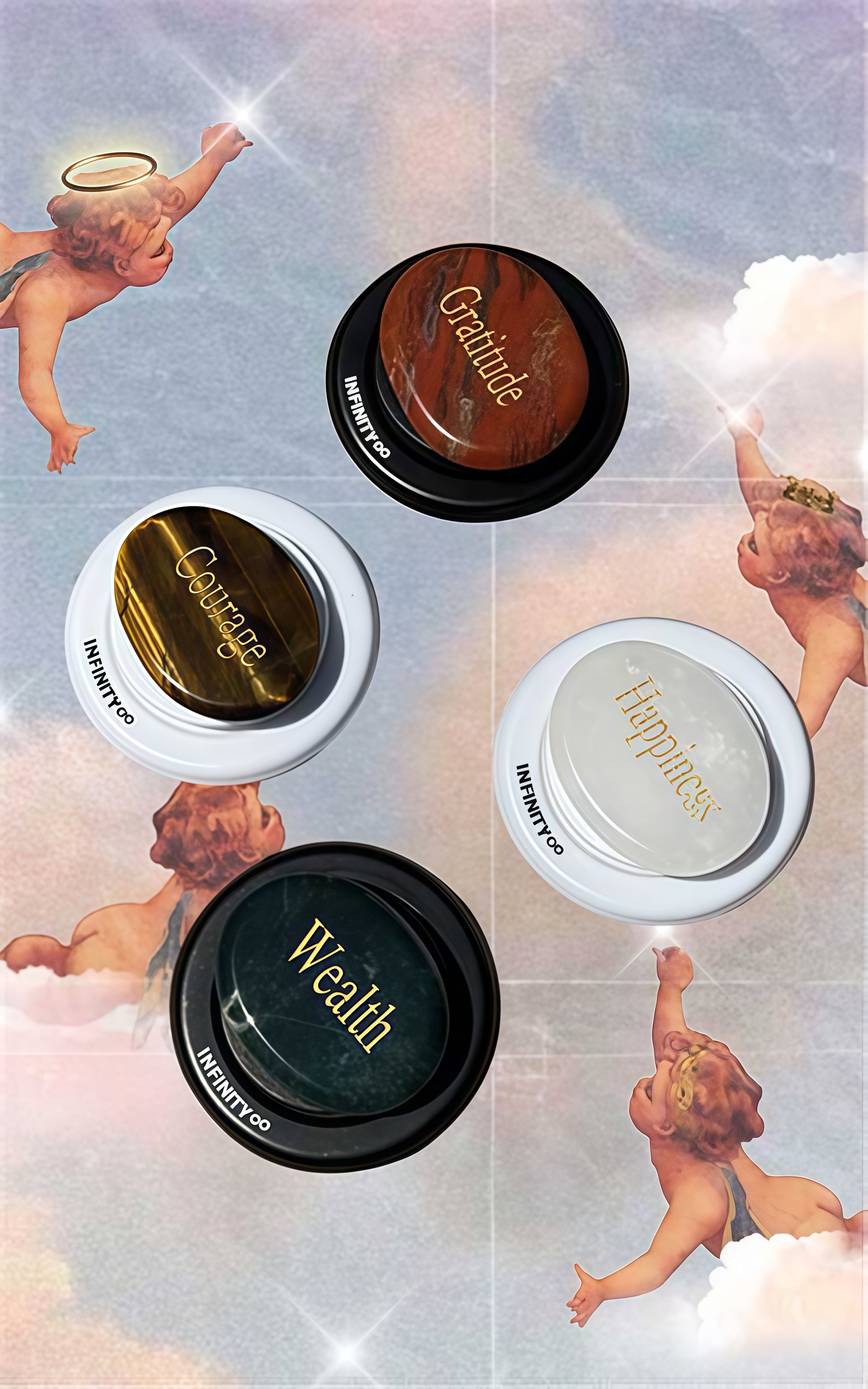 Phone Grip Stand for Daily Affirmations – Four Crystal Set