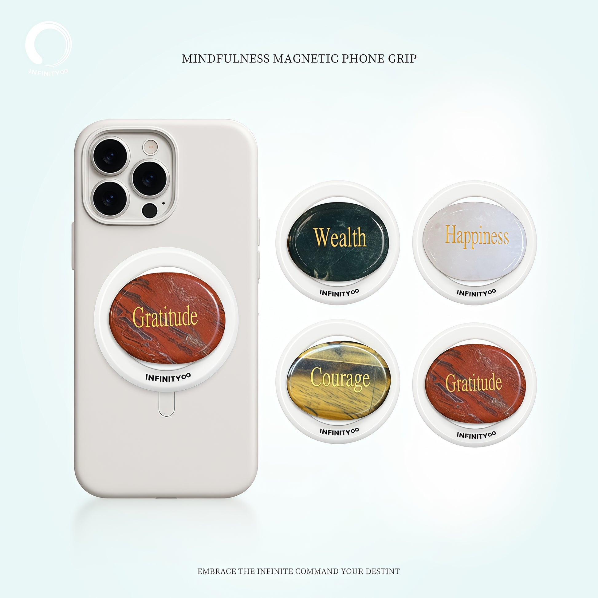 Mindfulness Grip Stand  – Crystal Phone Grip for Peace of Mind