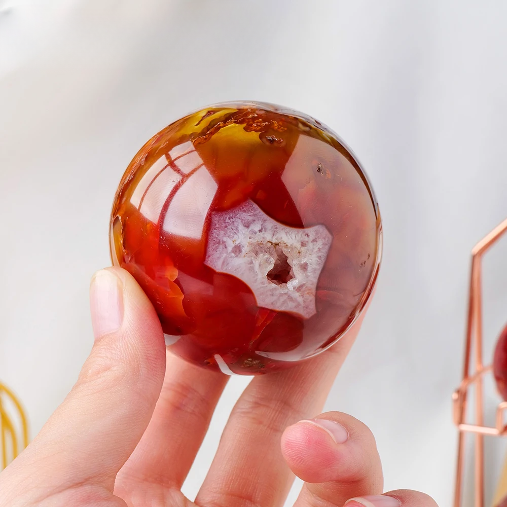 Red Agate Sphere for Aries Zodiac – Natural Crystal Ball with Imperial Meaning and Healing Energy